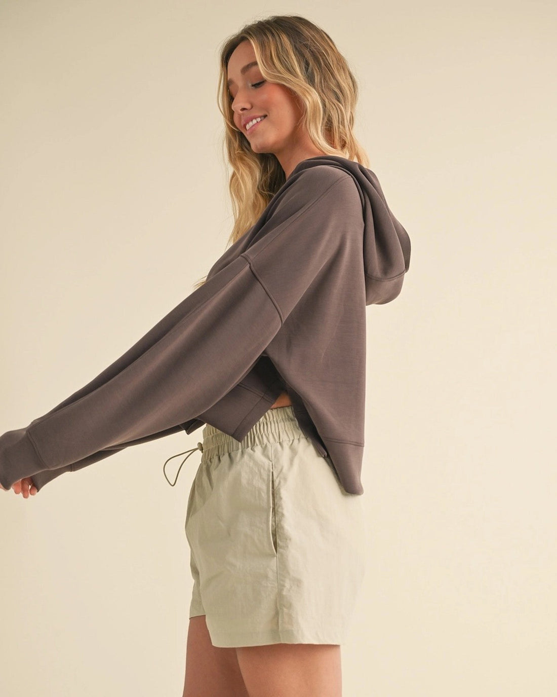 Cloud Comfort Cropped Hoodie | Brown