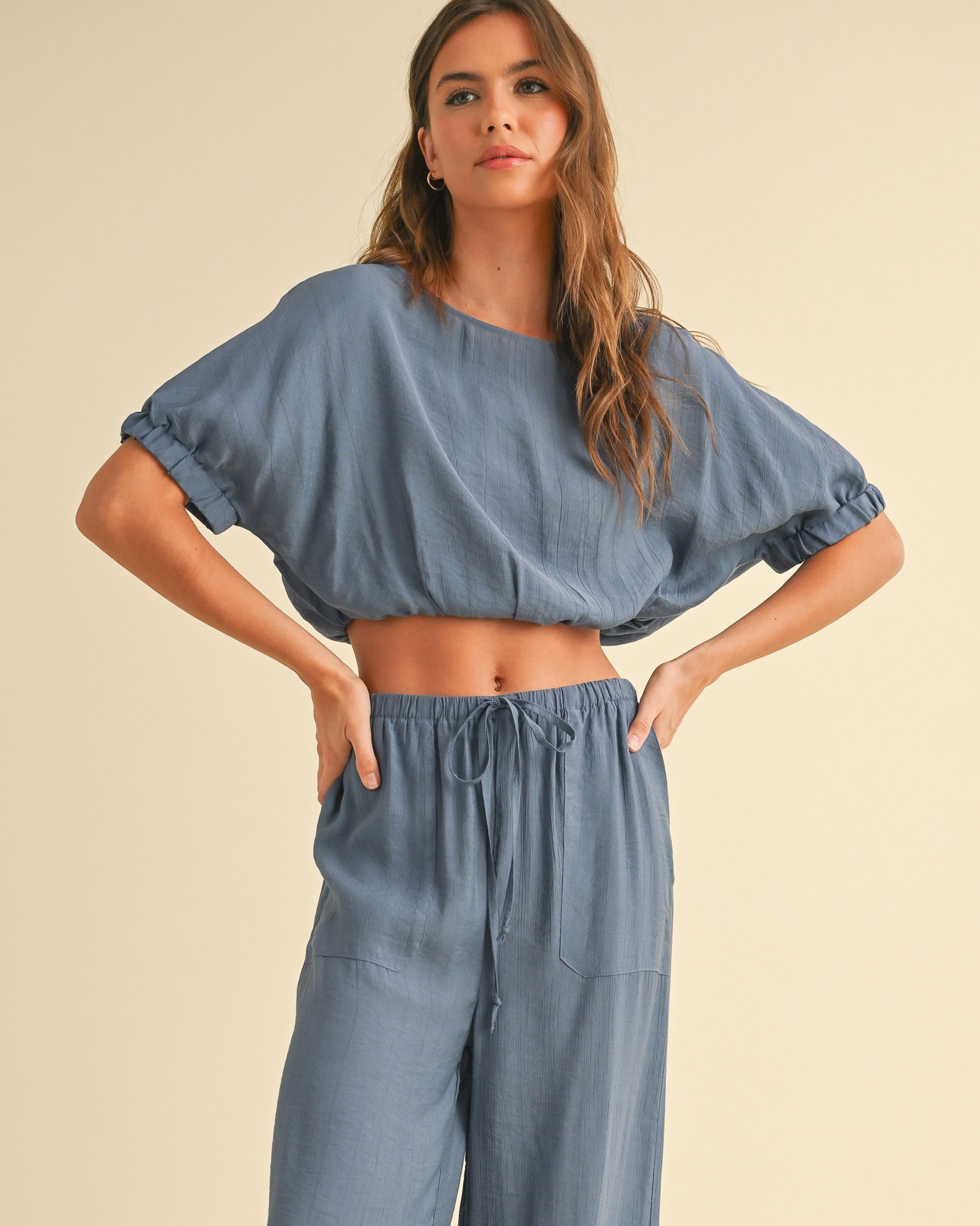 Daydream Cinched Waist Top | Ocean Blue