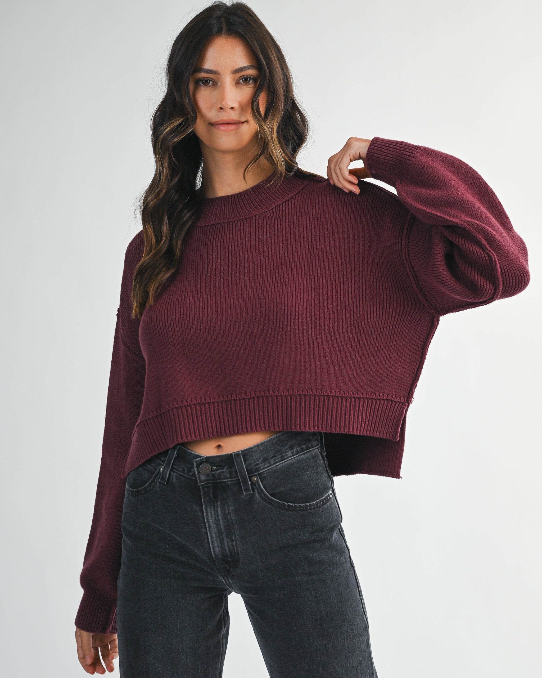 Cozy Cabernet Crewneck Sweater