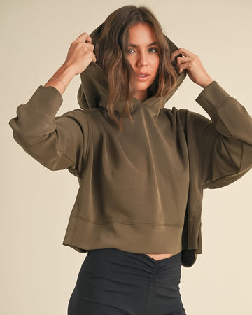 Cloud Comfort Cropped Hoodie | Olive
