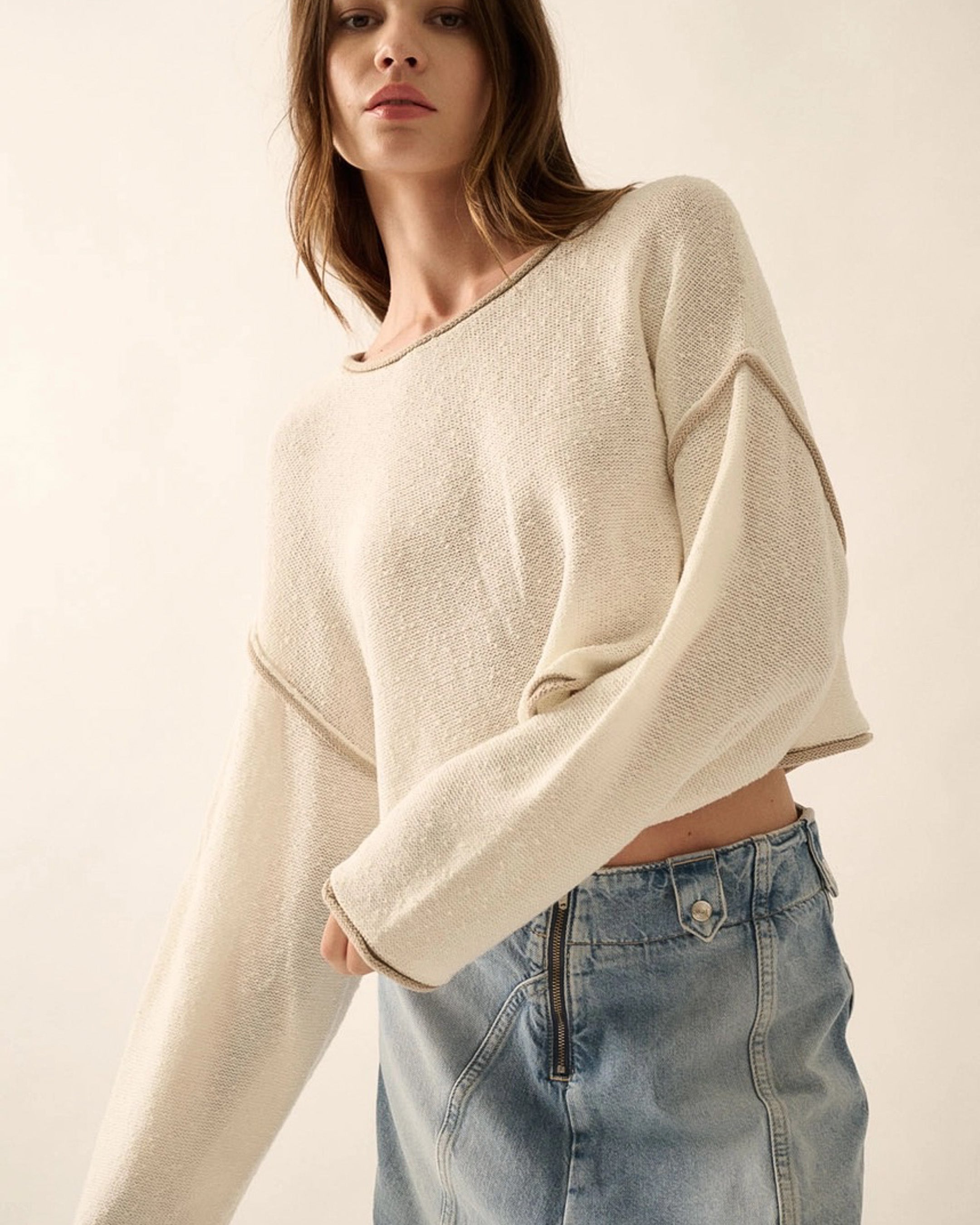 Sunday Knit Cropped Sweater | Cream