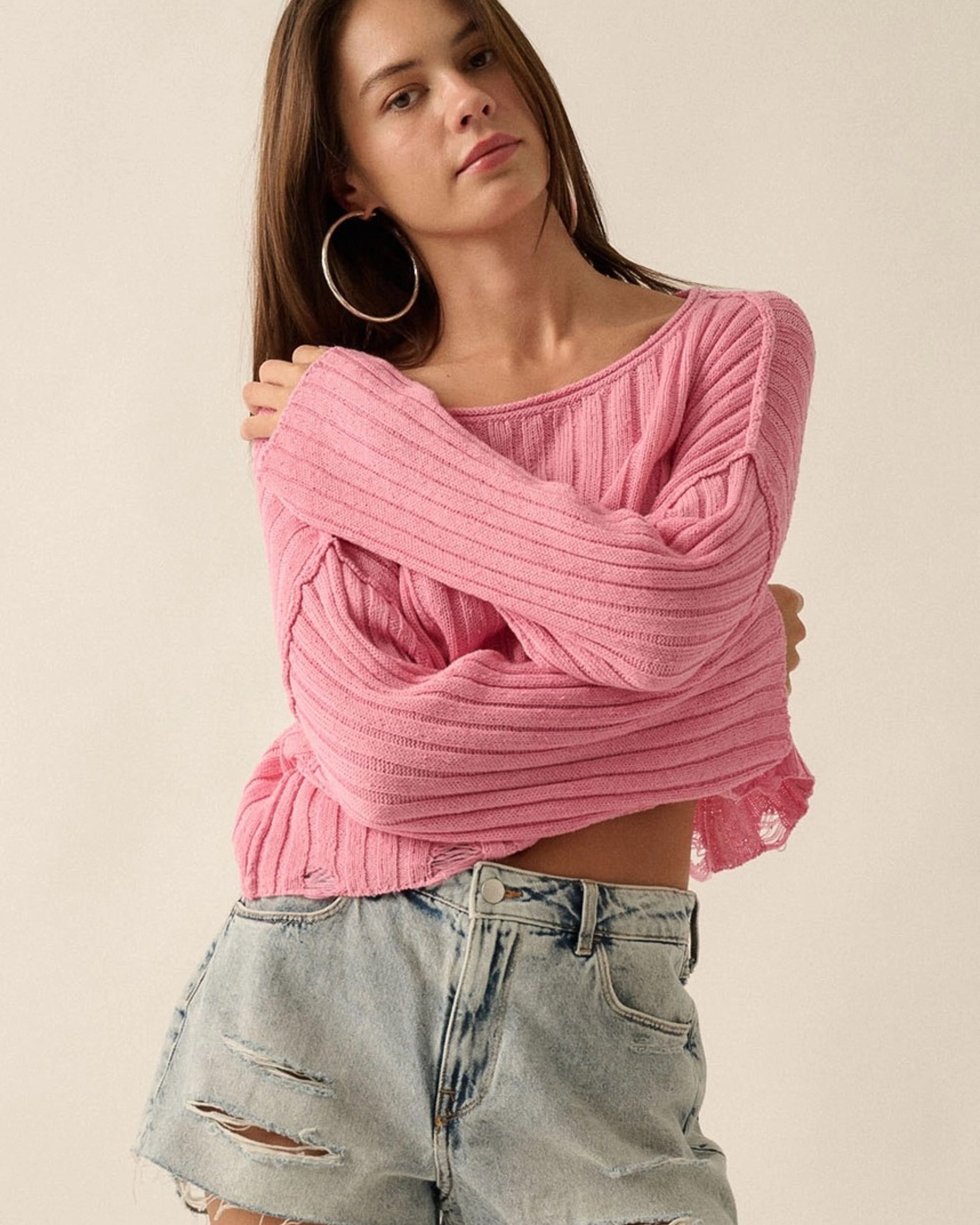 Unbothered Ribbed Knit Sweater