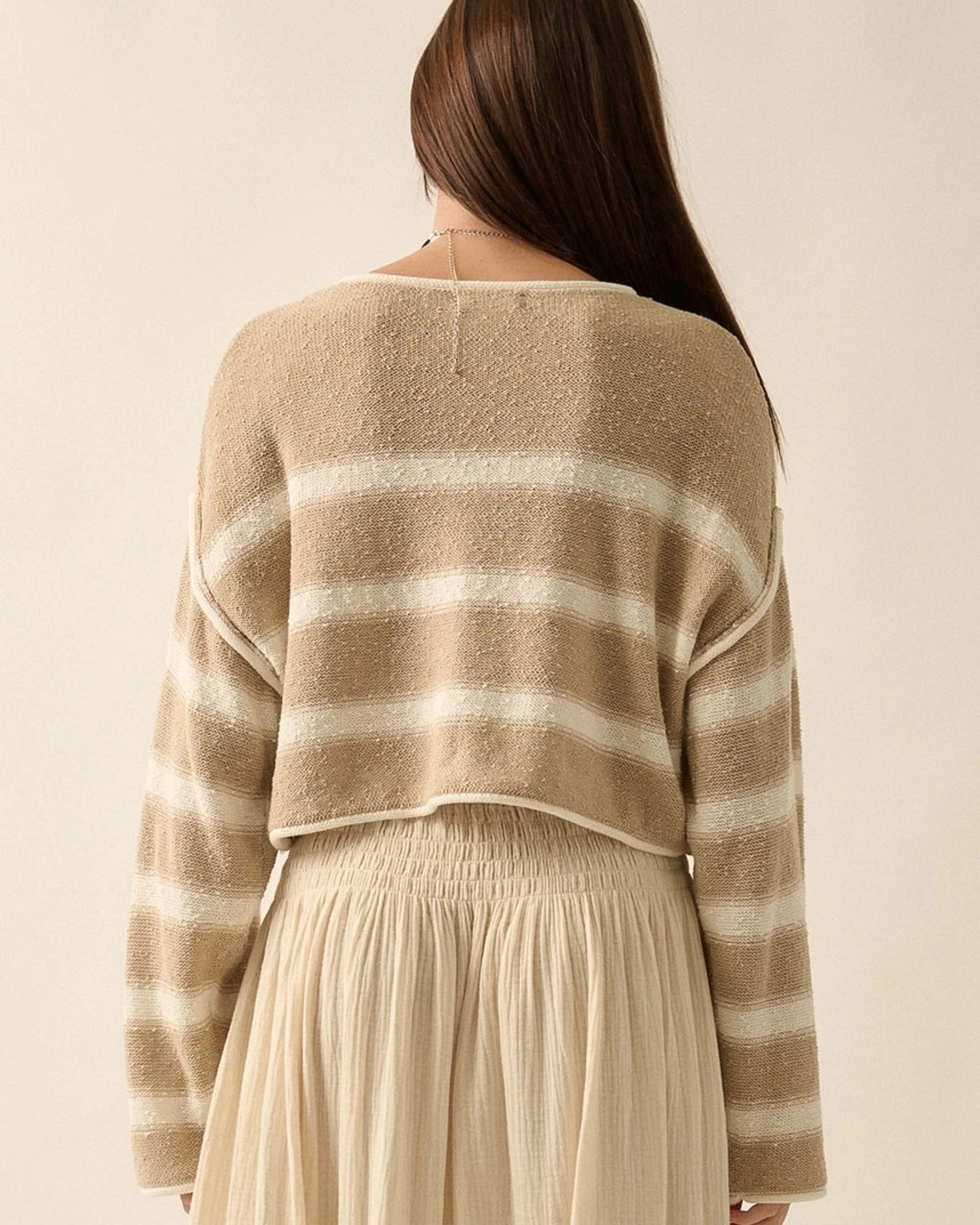 Sunday Knit Striped Cropped Sweater