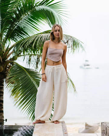 Cabana Cotton Jogger Pants | Cream