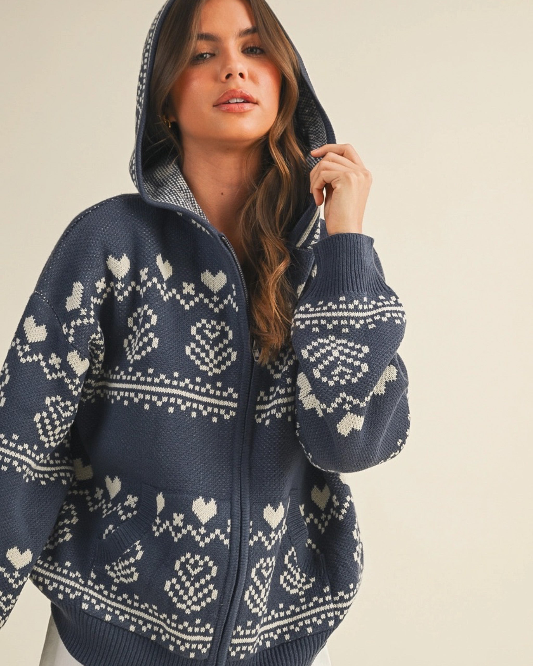 Chalet Knit Zip Hoodie | Denim