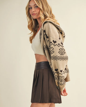 Chalet Knit Zip Hoodie | Tan