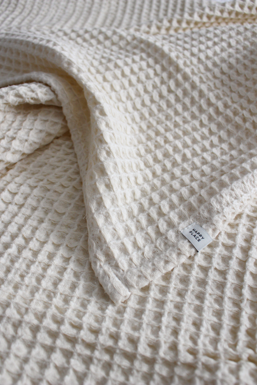 Happy Place Waffle Throw | Cream