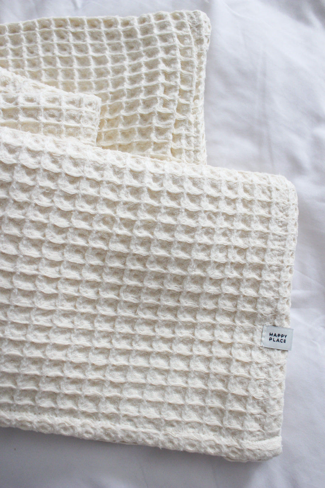Happy Place Waffle Throw | Cream