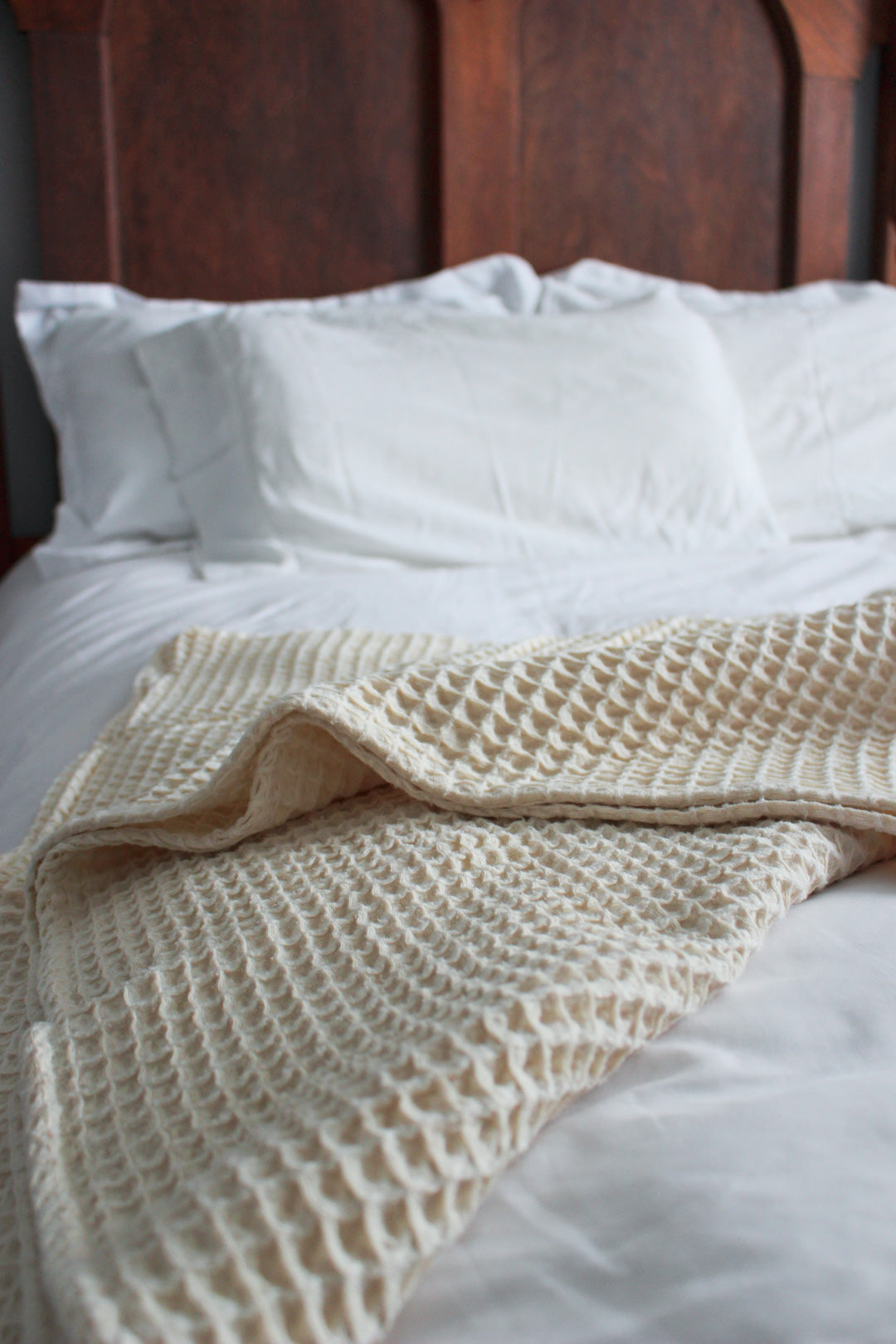 Happy Place Waffle Throw | Cream