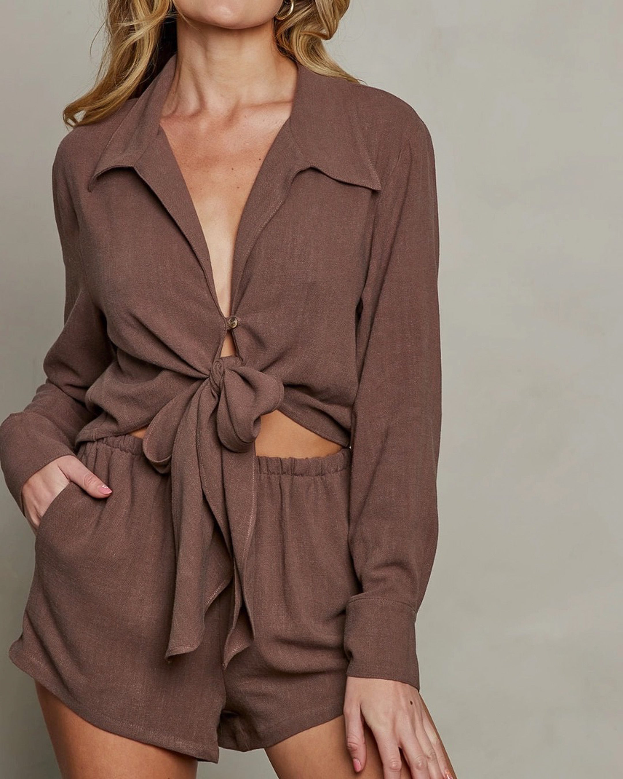 Laid Back Linen Shorts | Brown