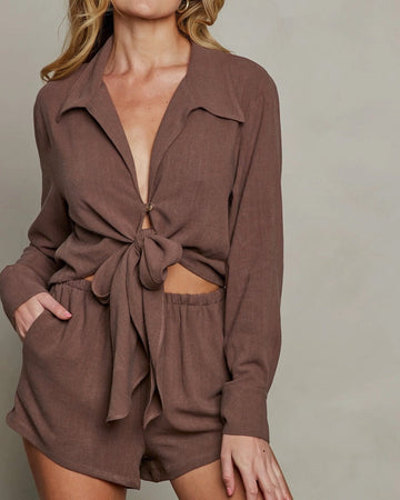 Laid Back Linen Shorts | Brown