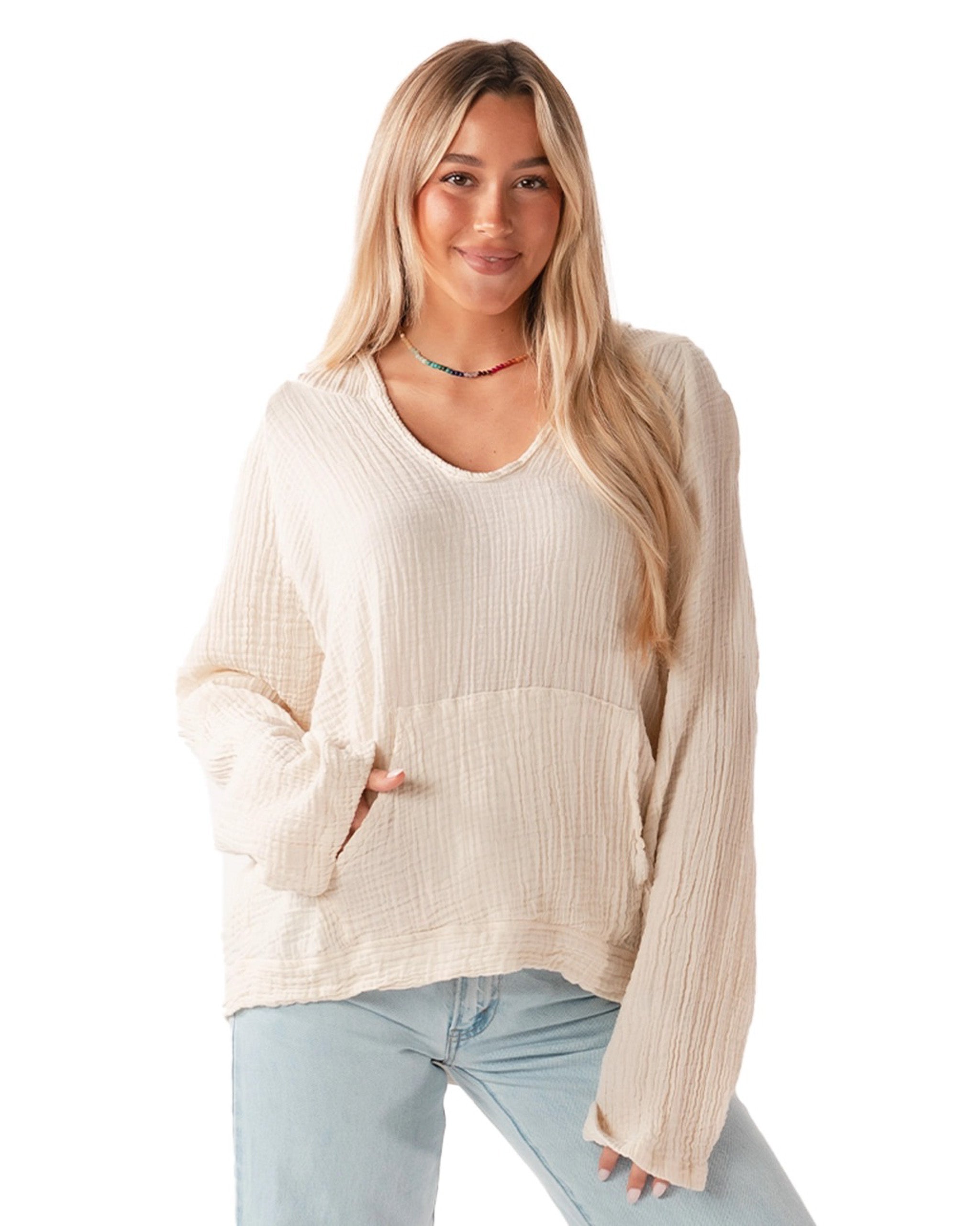 Coastline Cotton Hoodie | Cream