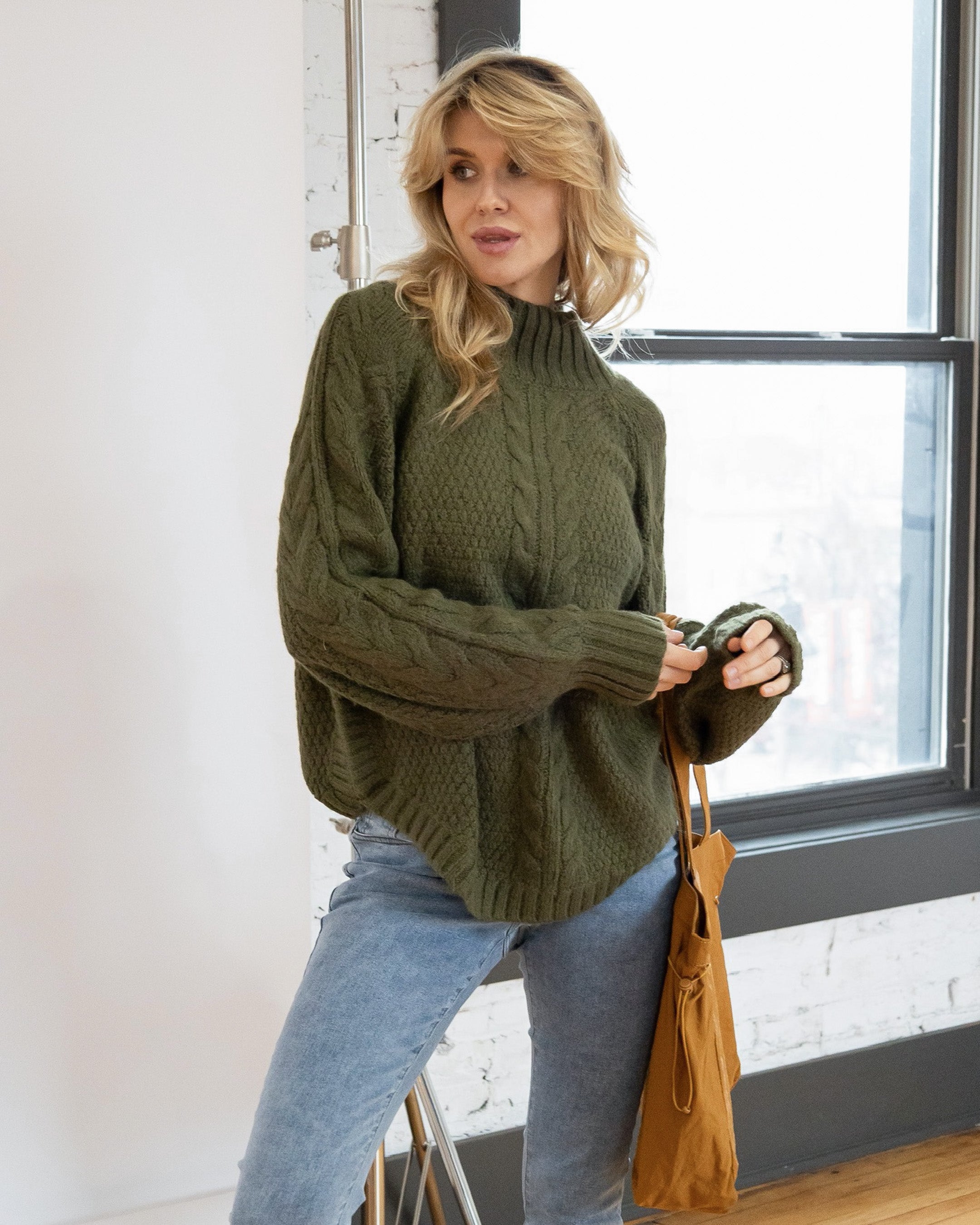 Cabled Comfort High Neck Sweater
