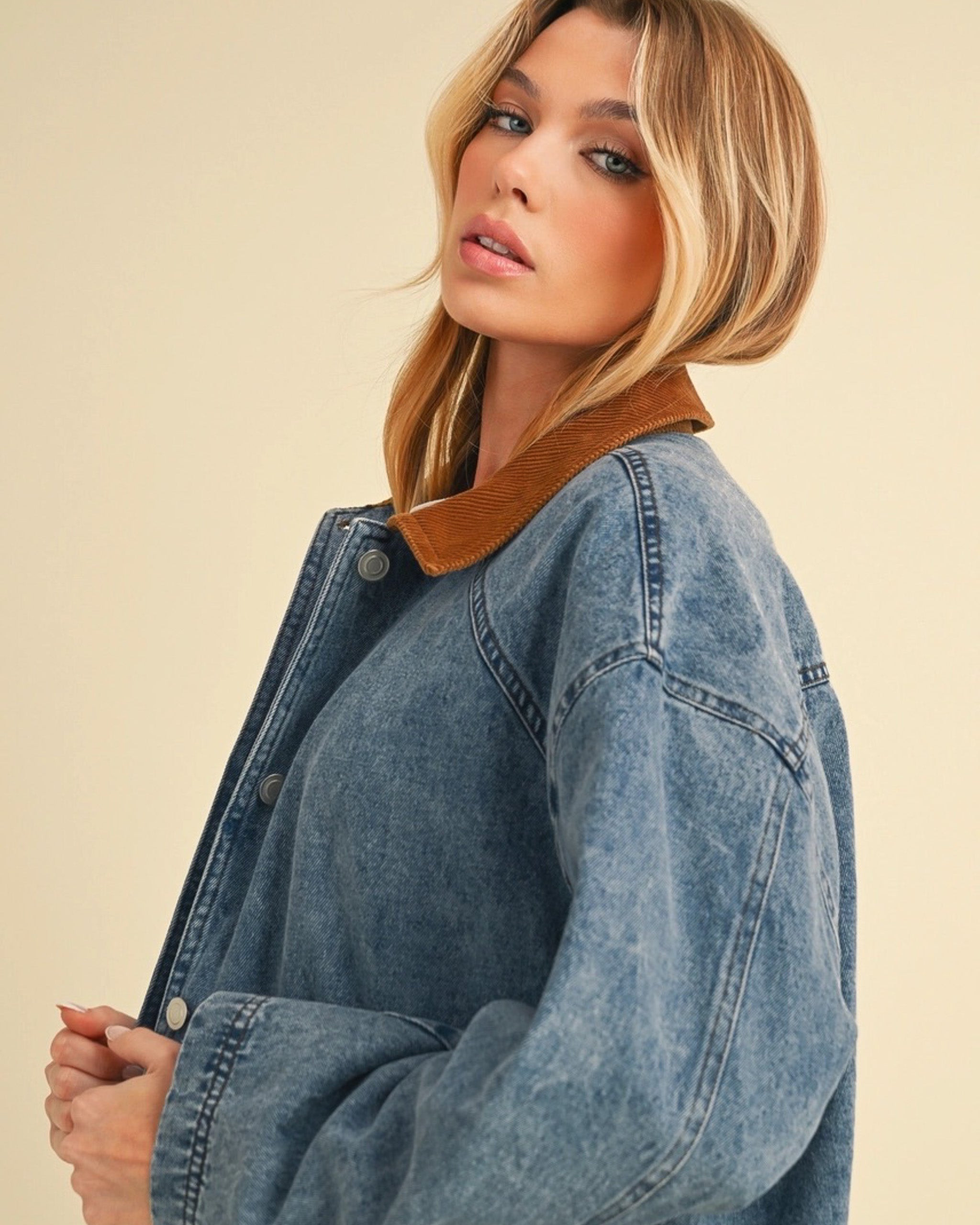 Contrast Collar Denim Jacket
