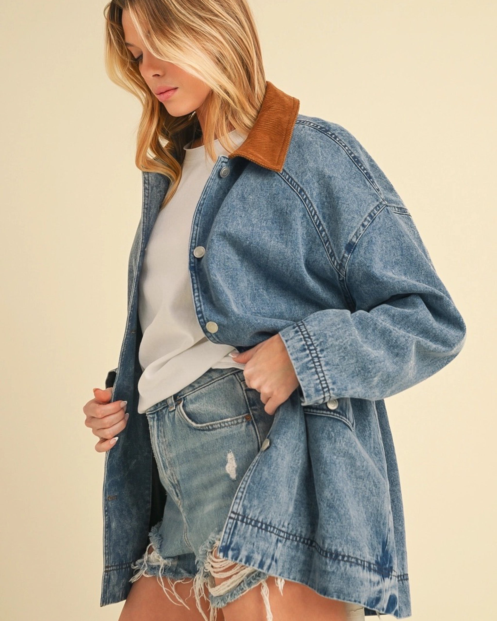 Contrast Collar Denim Jacket