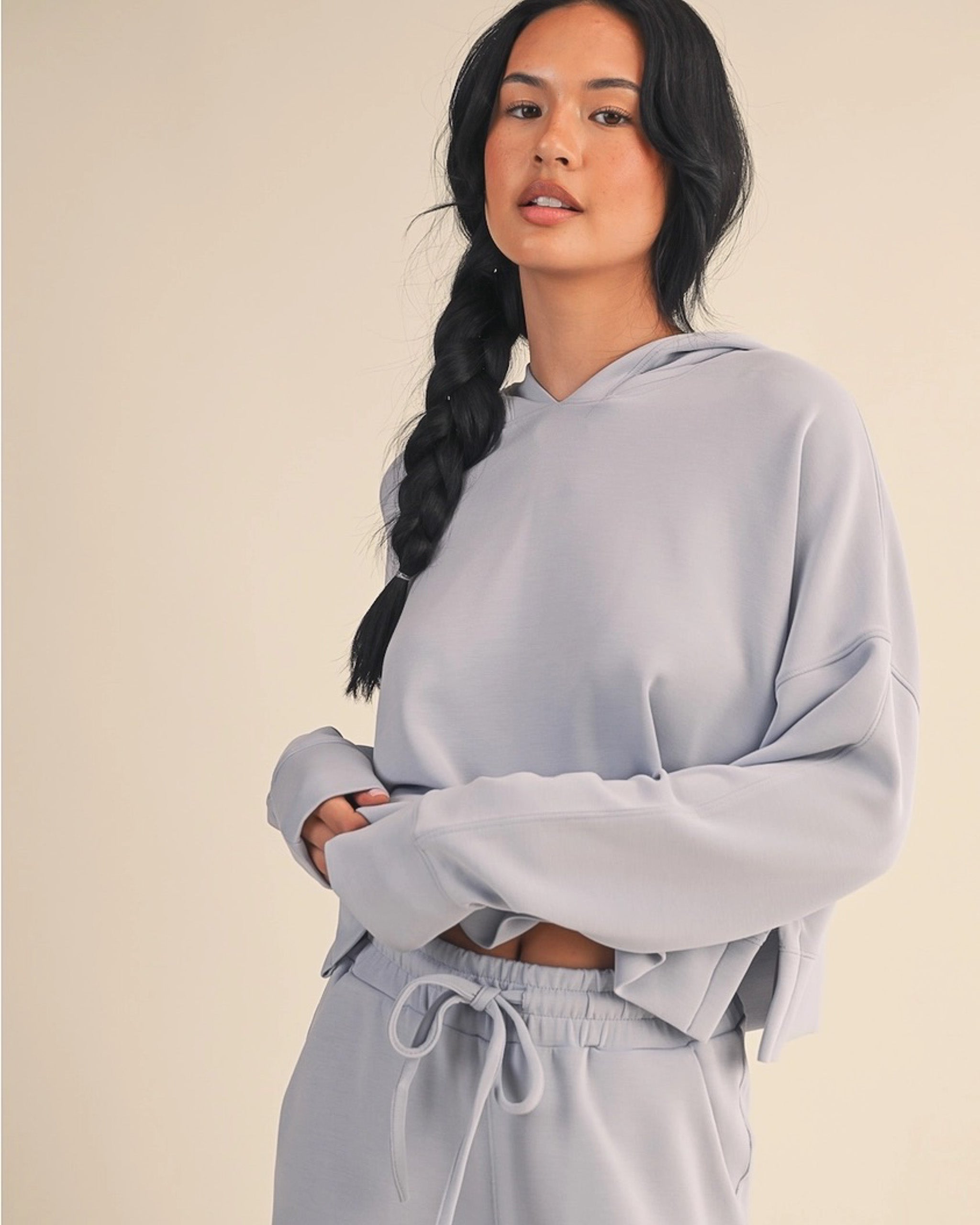 Cloud Comfort Cropped Hoodie | Sky Blue