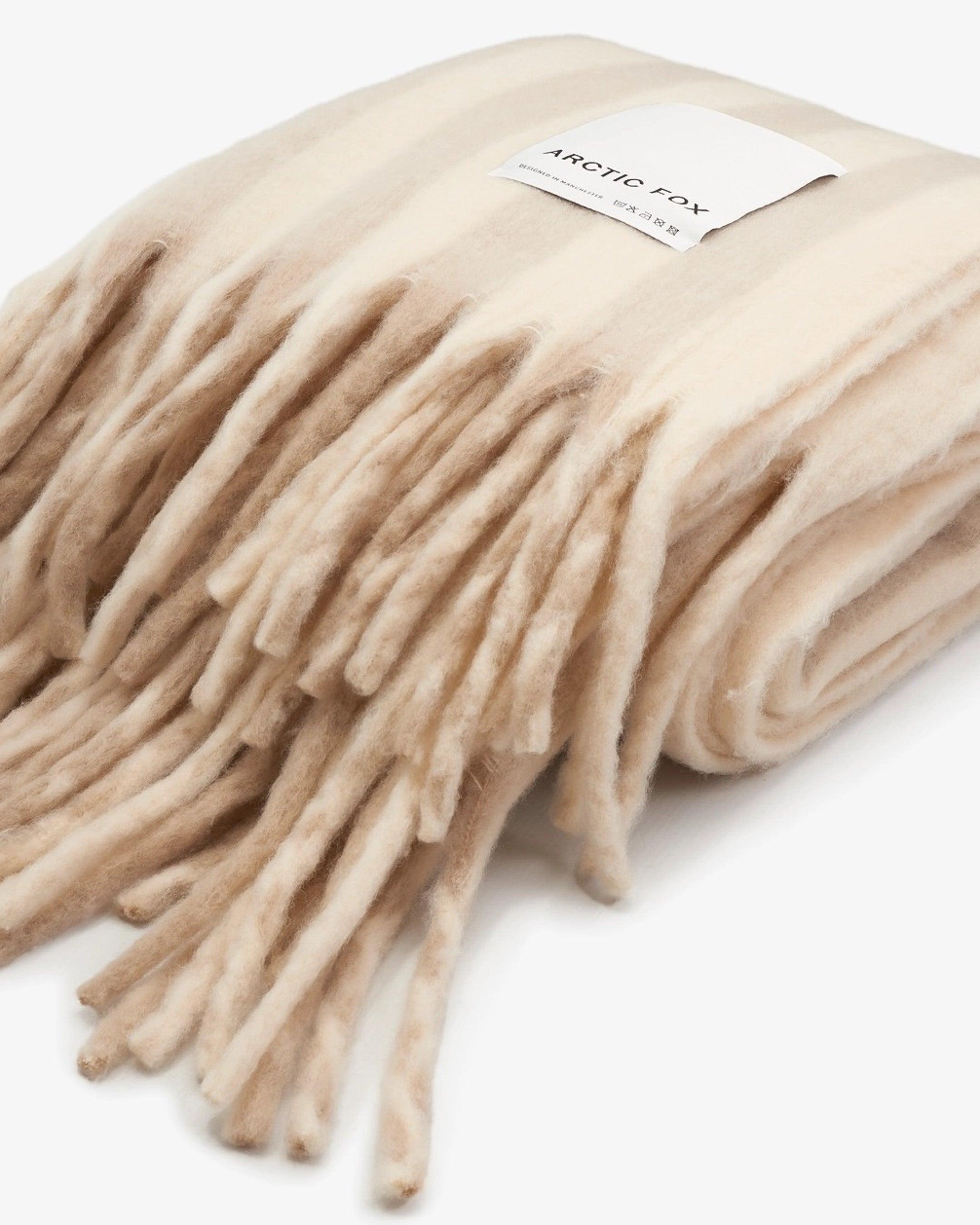 The Wool Stripe Throw - Cream & Taupe